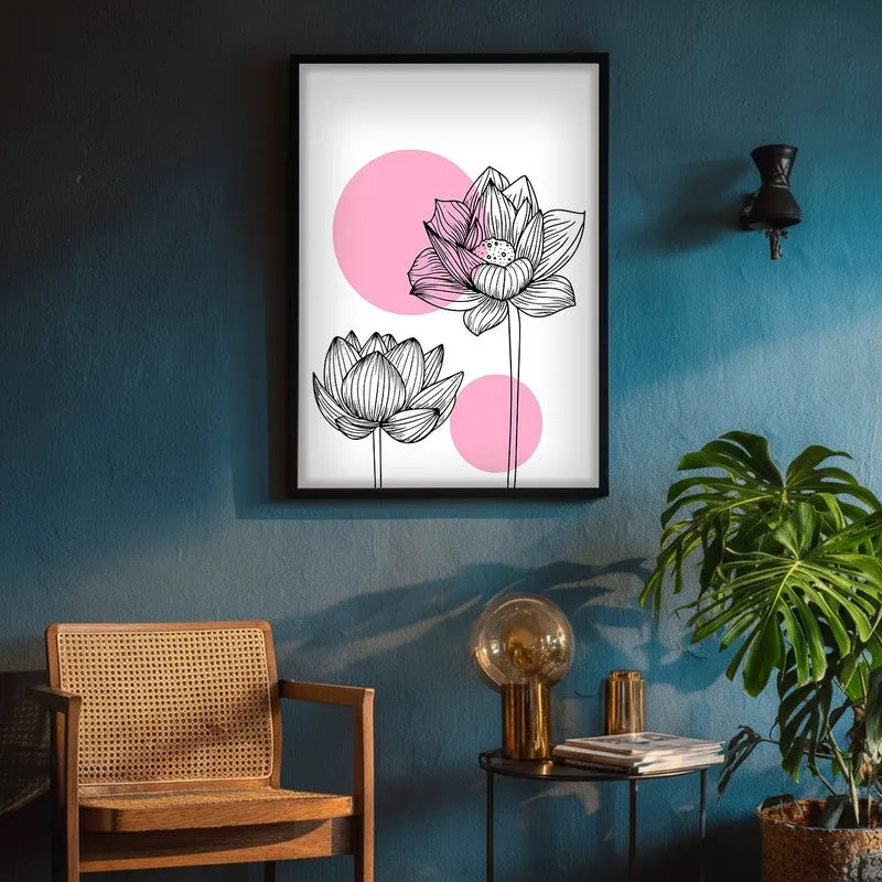 Lotus Lines Archival Paper Wall Art With Frame media 5