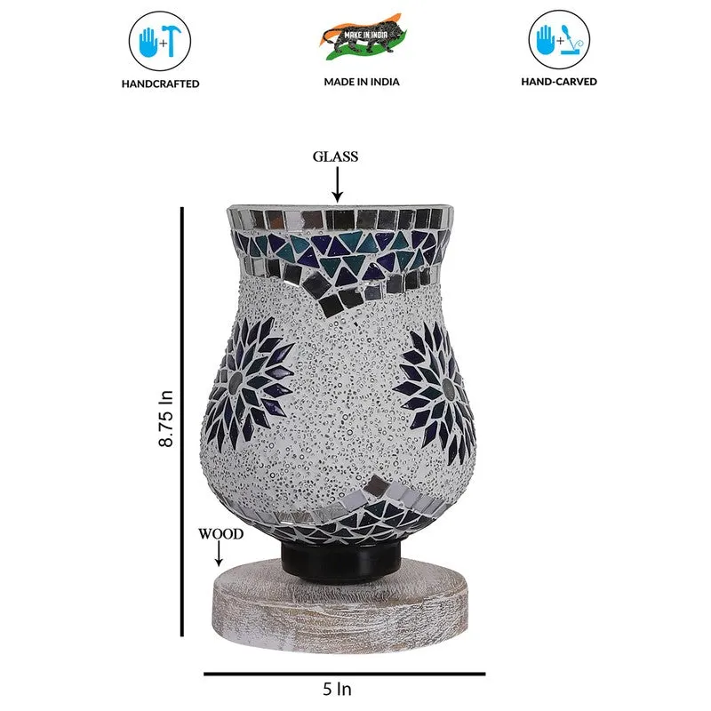 Gleamora Mosaic Glass Table Lamp With Wooden Base - Multicolor media 8