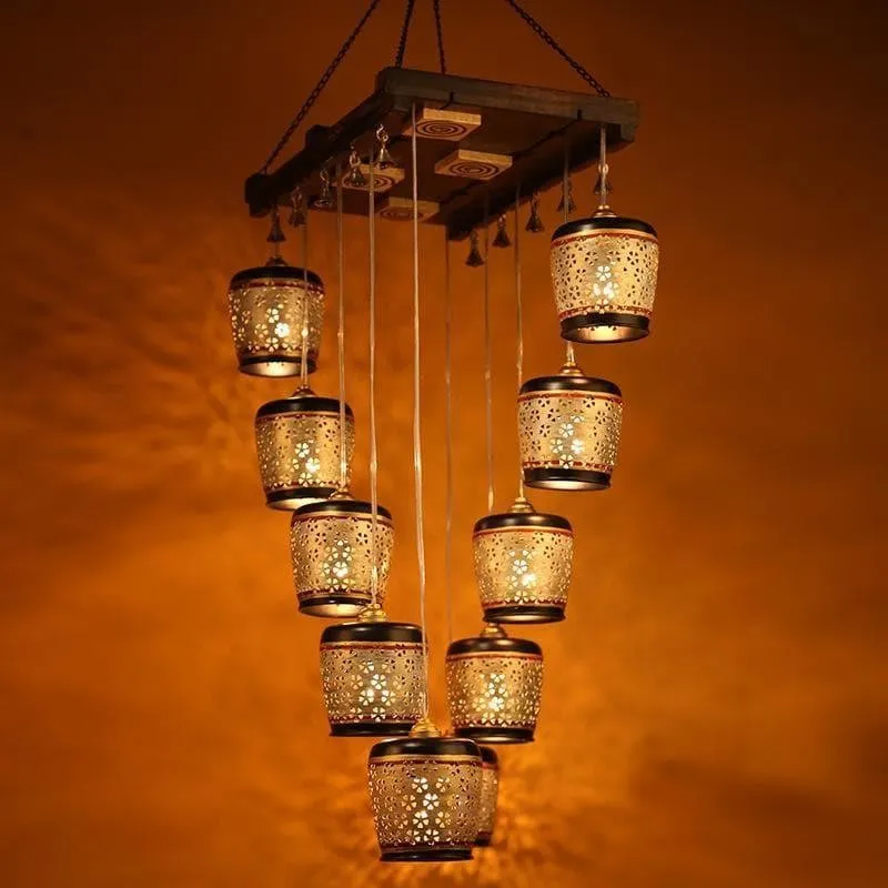 Celestial Cascade Metal Ceiling Lamp - Brown media 1
