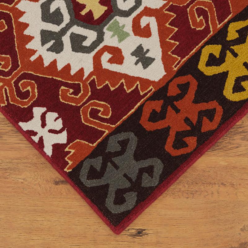 Fredegar Ethnic Wool & Nylon Carpet - Maroon media 5