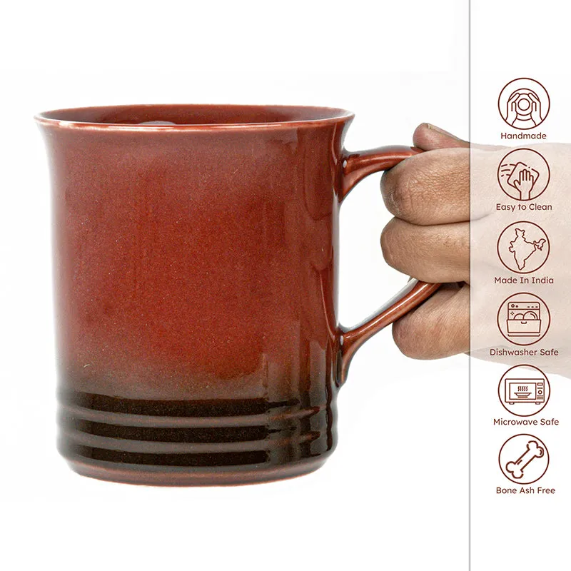 Brew Ceramic Coffee Mug (450 mL Each/Deep Red) - Set of Two media 5