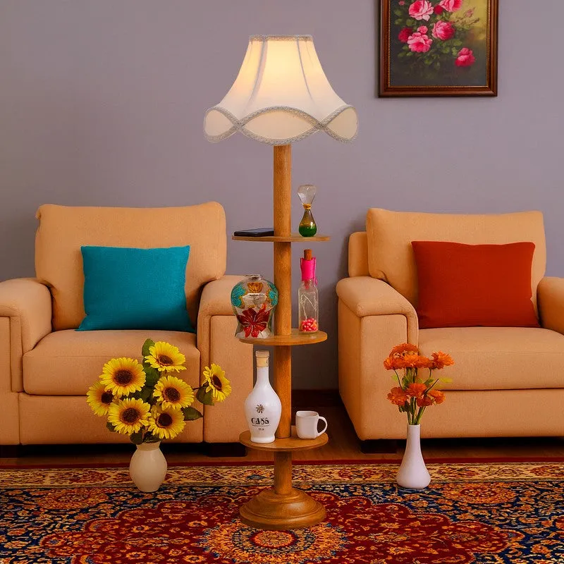 FloraPrism Wooden Floor Lamp - Ivory media 3