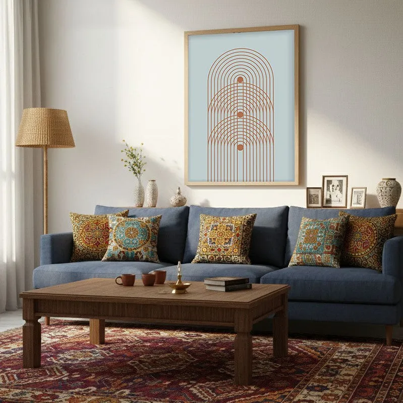 Azure Arches Canvas Wall Painting With Brown Frame media 5