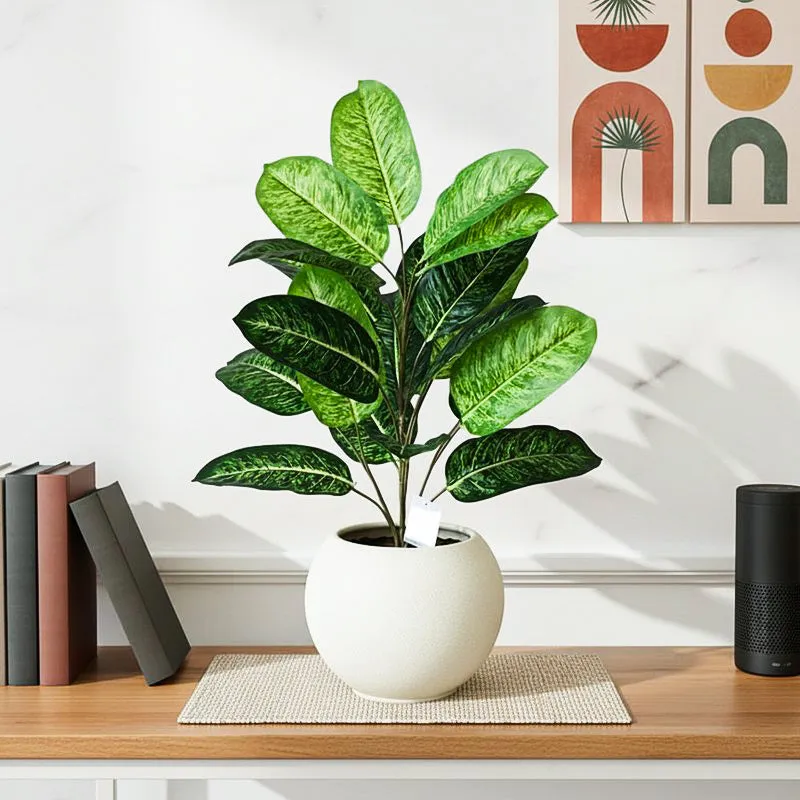 Faux Fiddle Fig Plant With Black Plastic Pot - 79 cm (2.6 ft) media 1