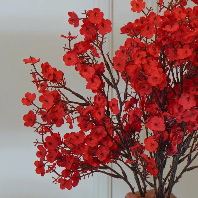 Faux Red Gypsophila Flower Stick (19 CM) - Set Of Four media 4
