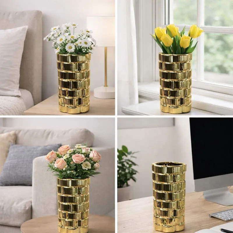 Gildora Tall Ceramic Vase - Gold media 9