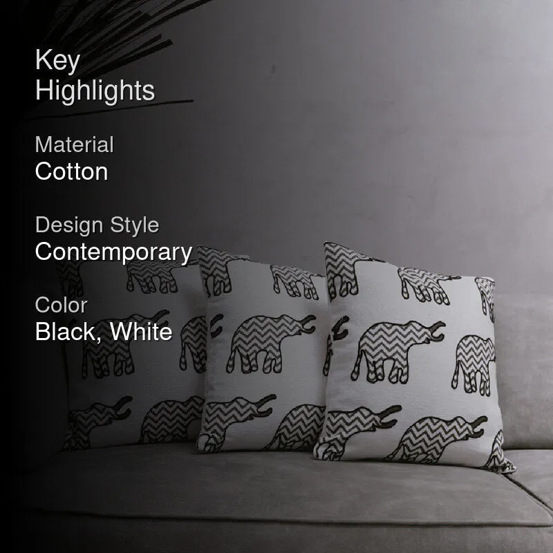 Plushie Trunks Tufted Cushion Cover (Black & White) - Set Of Three media 2