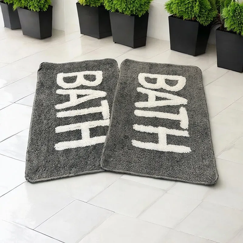 Trama Cotton Bath Mat (Grey) - Set Of Two media 1