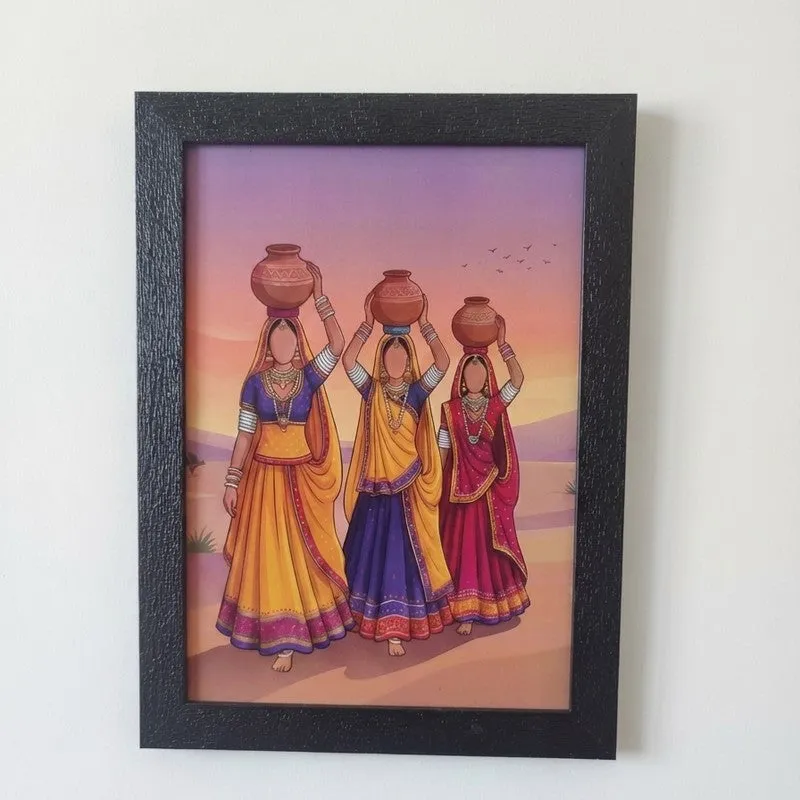 Desert Courtyard Wall Painting With Frame - Set Of Three media 6