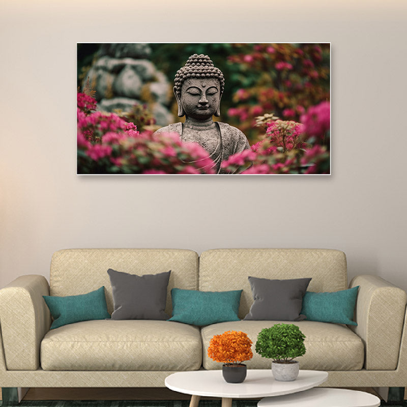 Buddha Statue In Garden Canvas Wall Painting