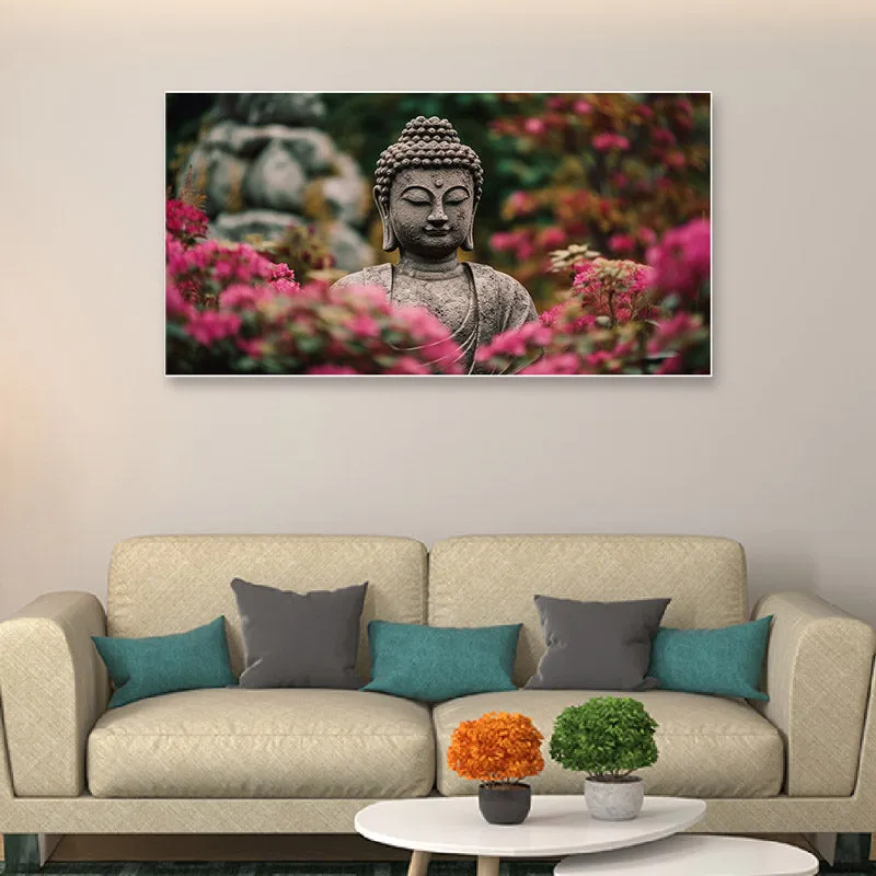 Buddha Statue In Garden Canvas Wall Painting media 1