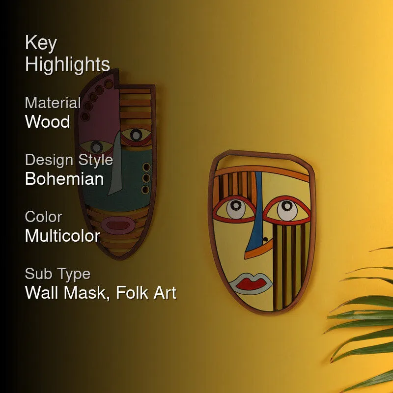 Kamya Mask Wooden Wall Accent - Set of Two media 2