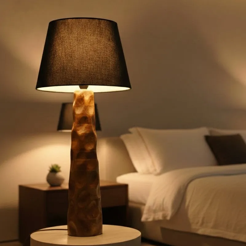 Sculpted Black Mango Wood Floor Lamp media 3