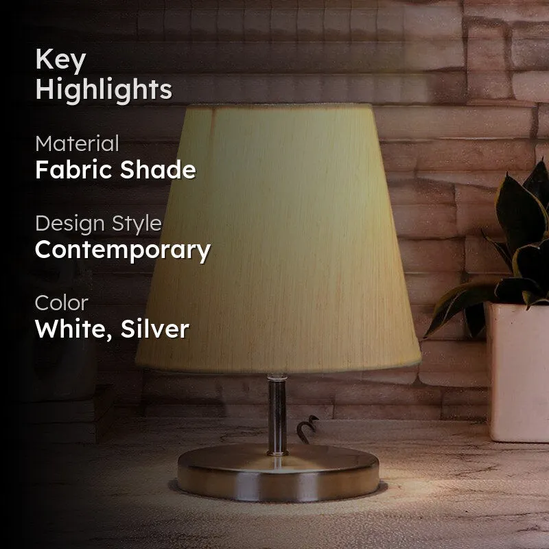 Vidro Fabric Table Lamp - White,Silver media 2