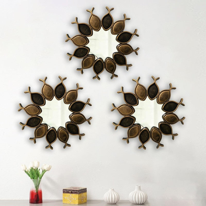 Glimmerra Glass Wall Mirror (Brown) - Set Of Three