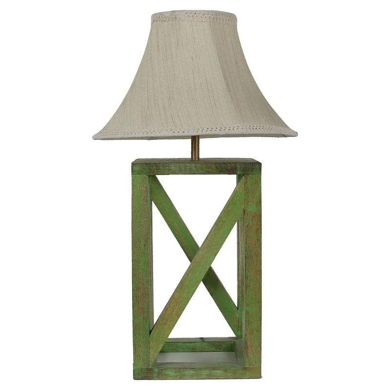 Bristo Criss Cross Fabric Table Lamp - White,Green media 4