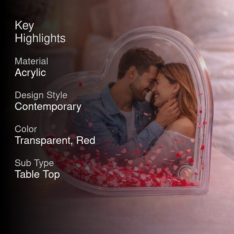 Heart Glitter Acrylic Photo Frame - Red media 2