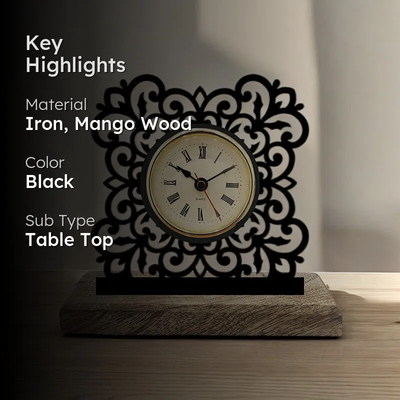 Intricate Noir Analog Table Clock media 2