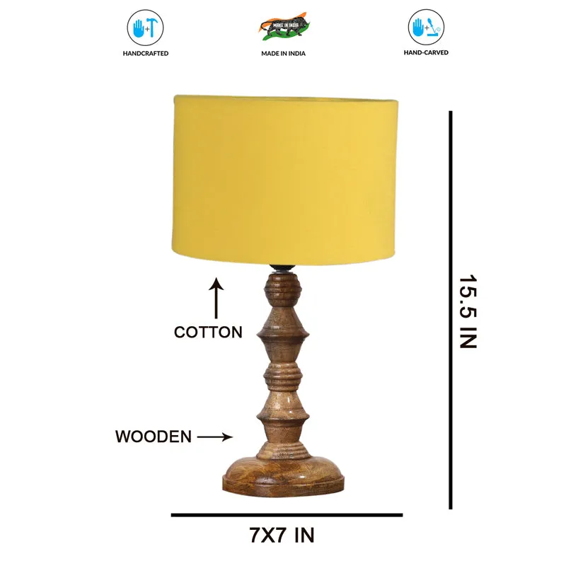 Cotin I Timber Wooden Table Lamp - Yellow,Brown media 7