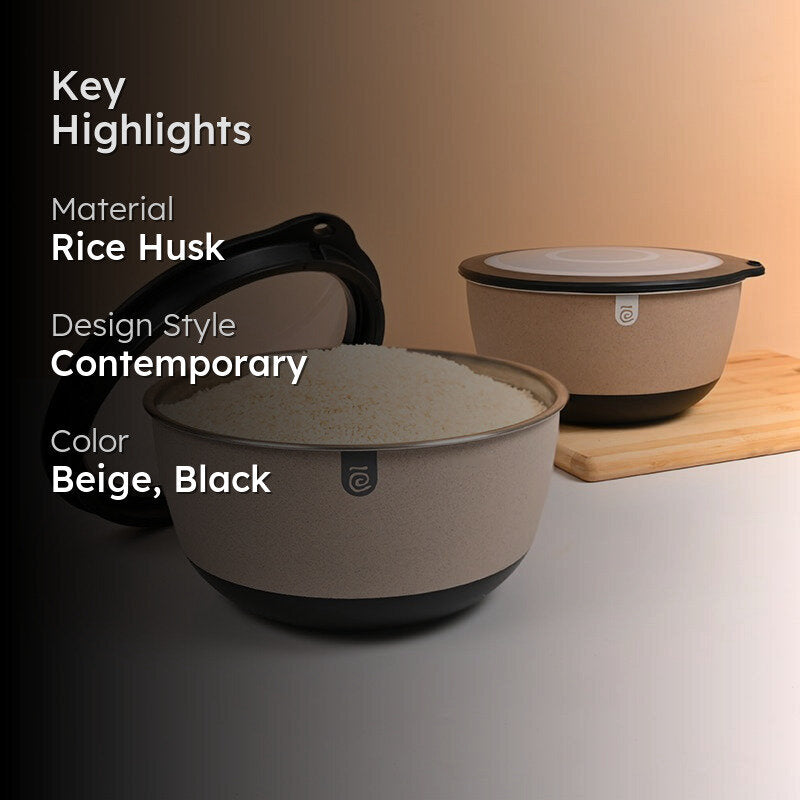 Eco Airtight Container (Black & Beige/2000 mL Each) - Set Of Two image 2