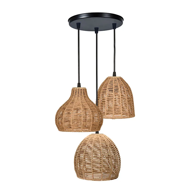 Wickra Rattan Cluster Raffia Ceiling Lamp media 3
