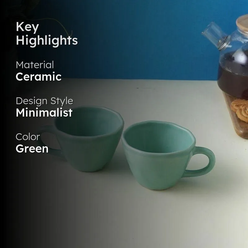 Vance Ceramic Coffee Mug (250 mL/Light Green) - Set of Two media 2