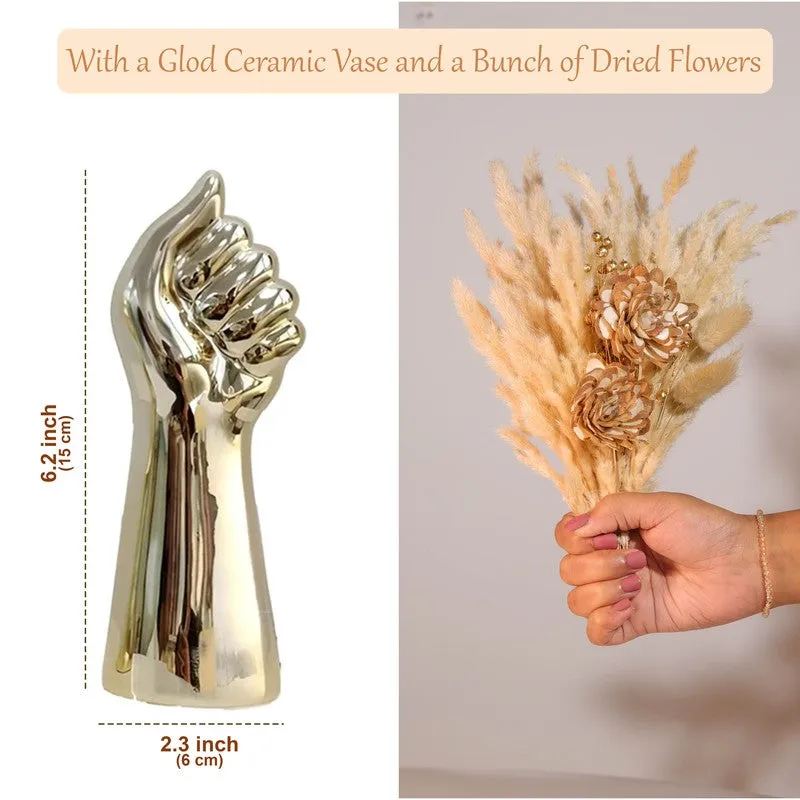 Hand of Bloom Vase with Flowers - Gold media 6