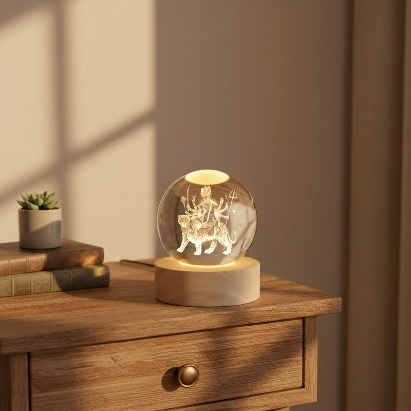 Maa Durga Aura Glass Ball Table Lamp