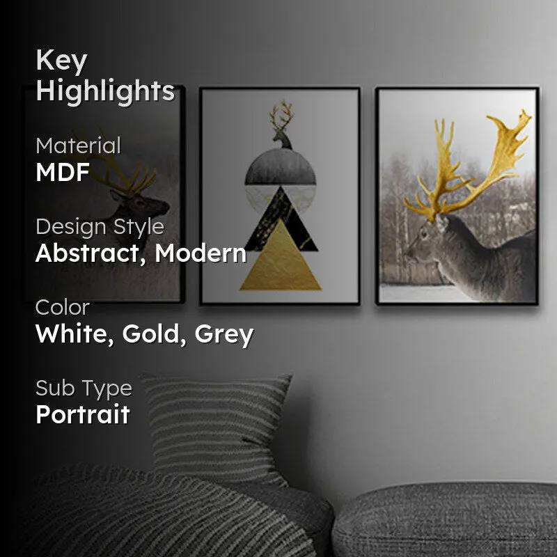 Gilded Antler Wall Painting - Set Of Three media 2