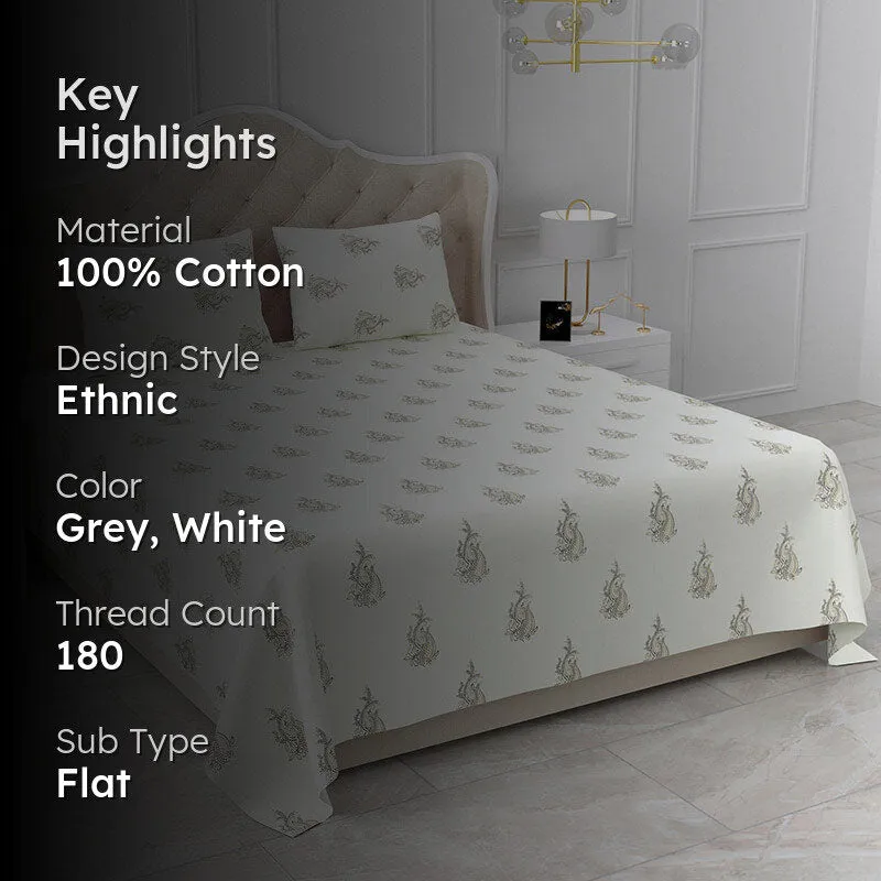 Velvet Shadow Ethnic Cotton Bedsheet - 180 TC media 2