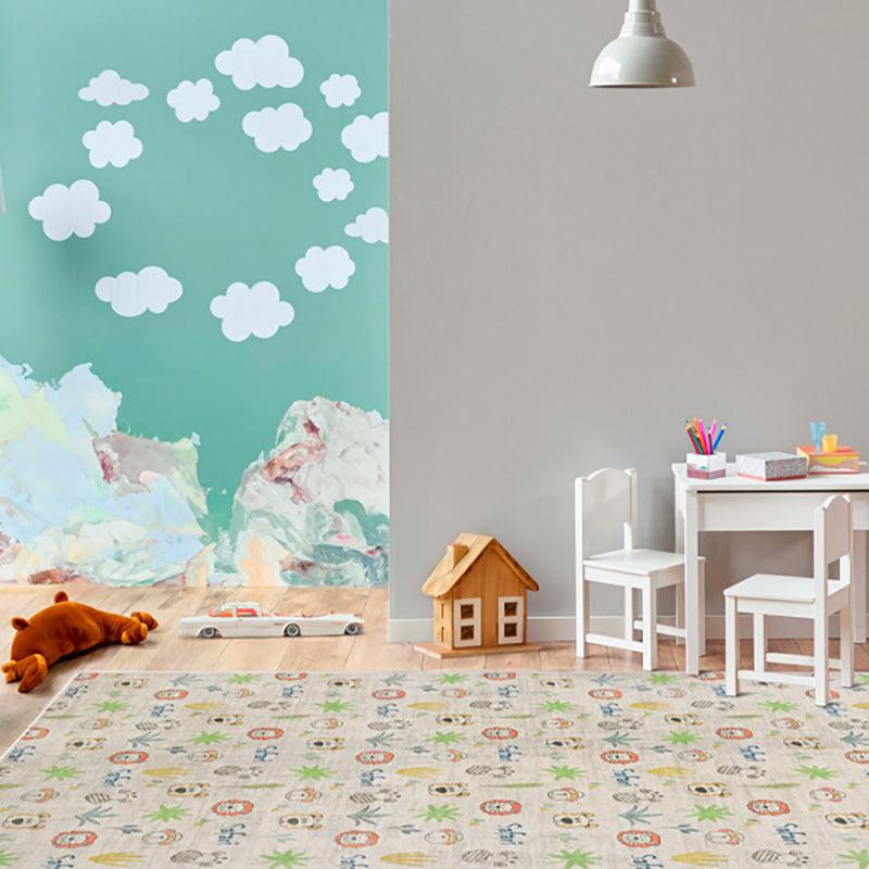 Doodle Zoo Kids Polyester Anti-Skid Carpet - Beige media 3