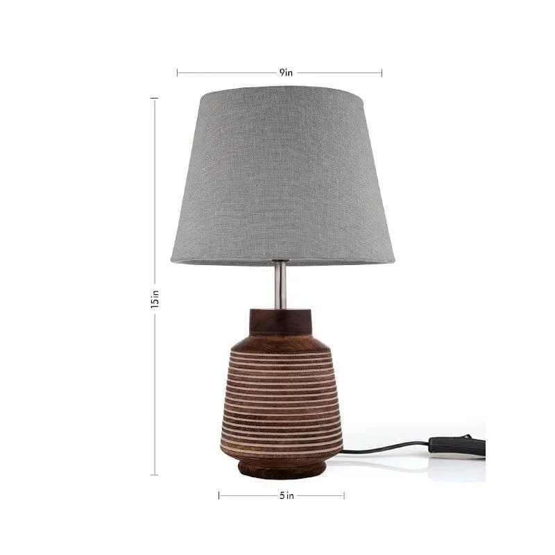 Classy With Twist Ridged Stand Fabric Table Lamp - Grey,Brown media 5