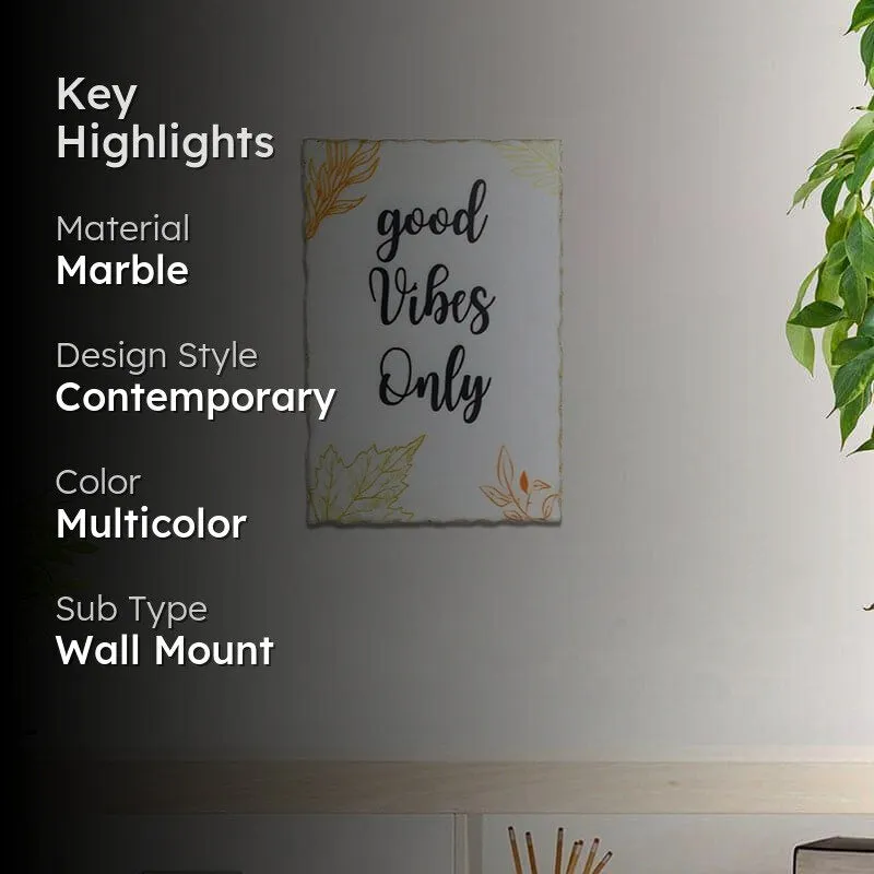 Good Vibes Only Leafy Printed Marble Wall Accent media 2
