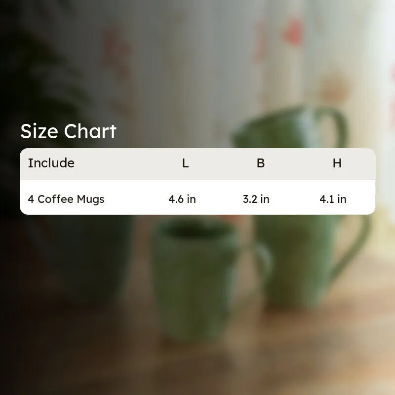 Green Ceramic Coffee Mug (290 mL Each) - Set Of Four media 8