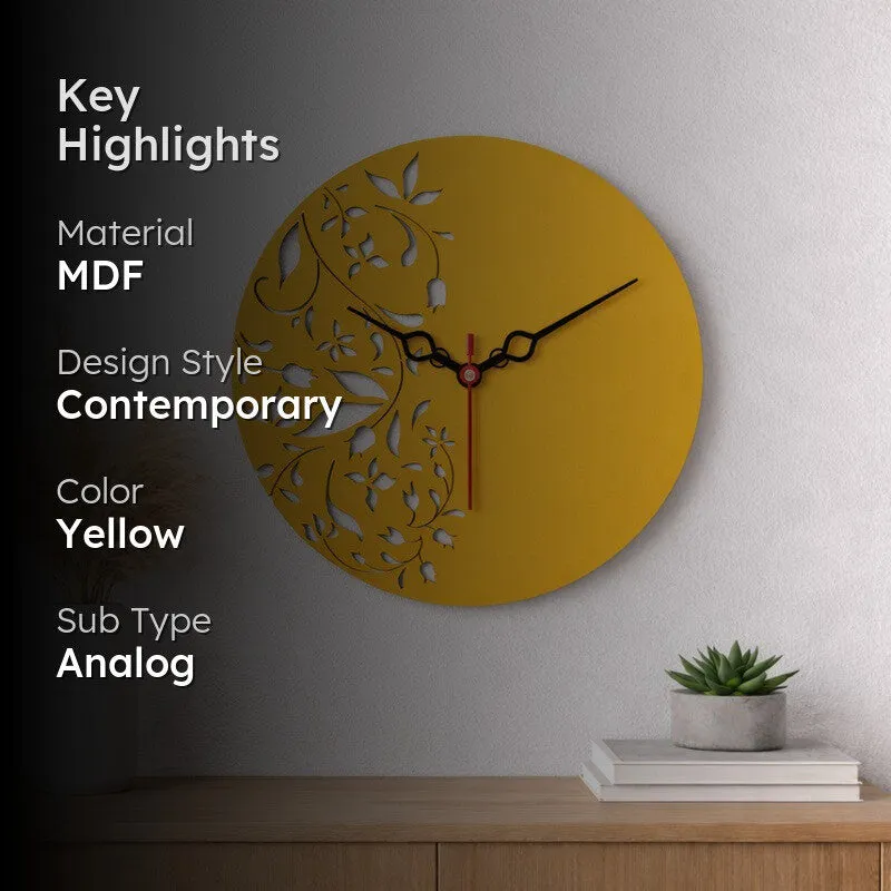 Bloom Pattern Wooden Wall Clock media 2