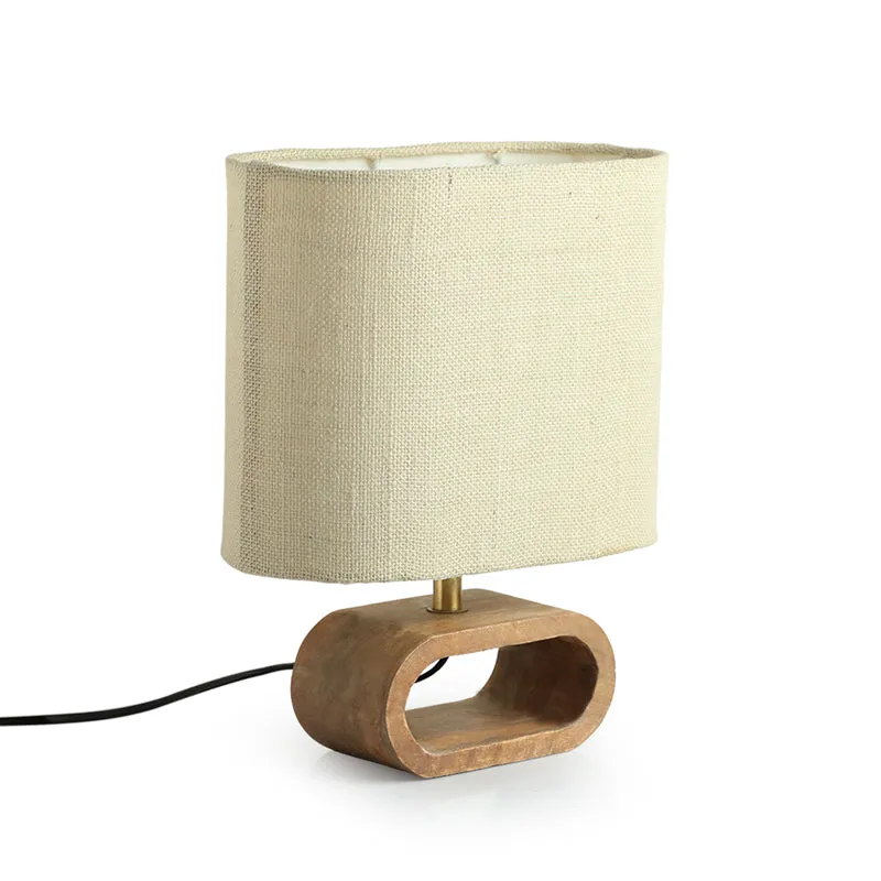 Leto Handcrafted Mango Wood Table Lamp - Brown,Ivory media 3