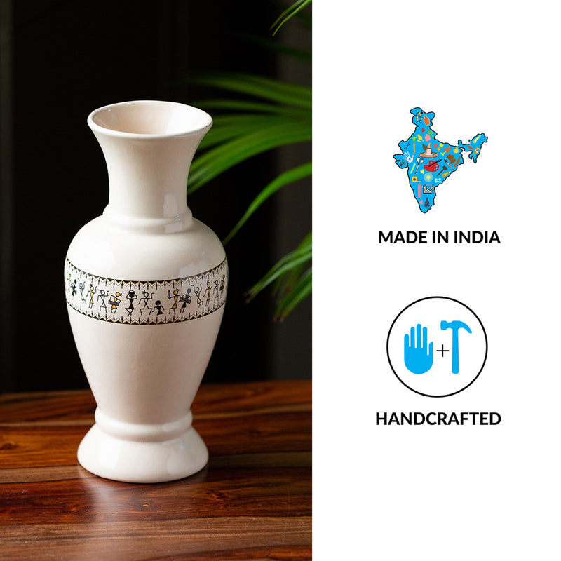 Wise Warli Handpainted Vase media 4
