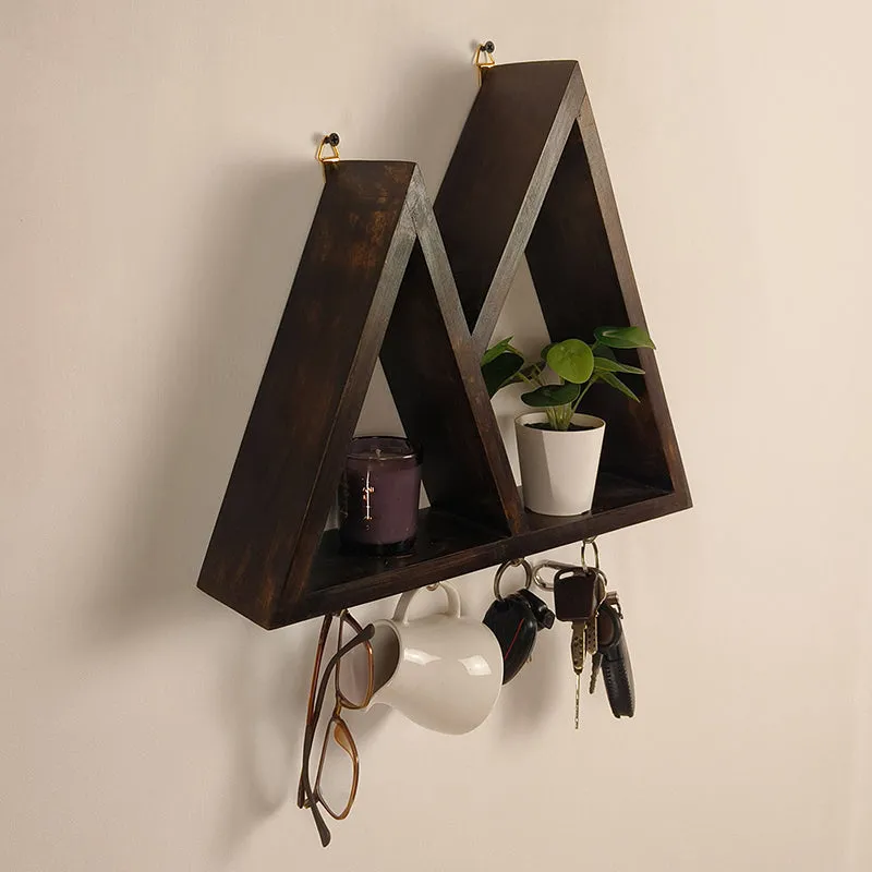 Illustratia Wooden Wall Shelf Organiser with Key Holders media 5