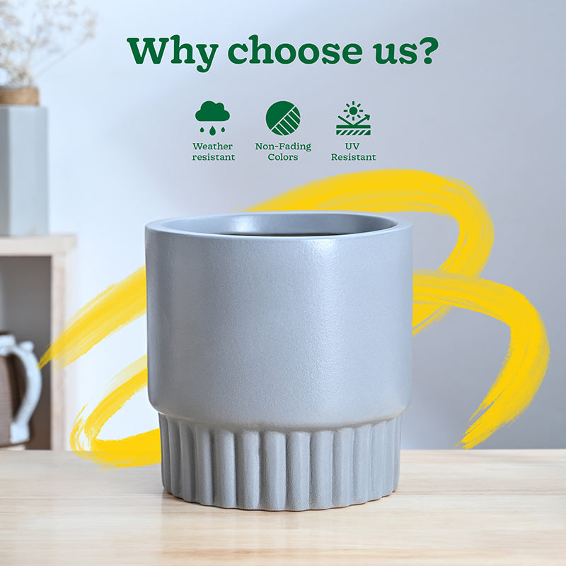 Ugaoo Sleepy Sprout Round Ceramic Planter - Grey media 6
