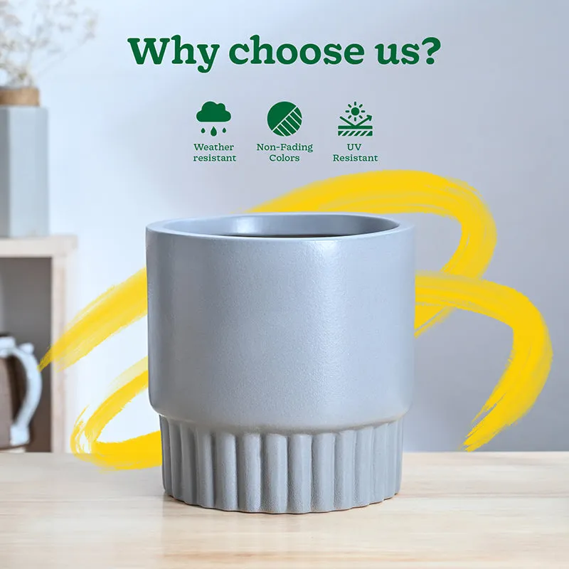 Ugaoo Sleepy Sprout Round Ceramic Planter - Grey media 7