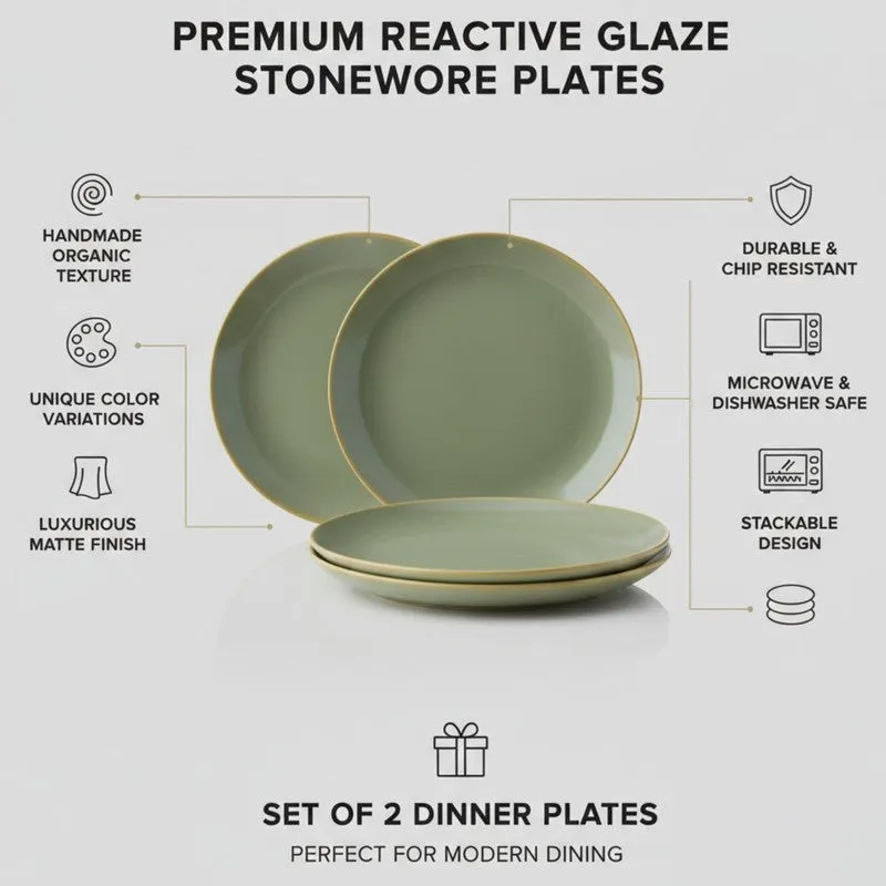Ceramic Dinner Plates (Green) - Set of Two media 9