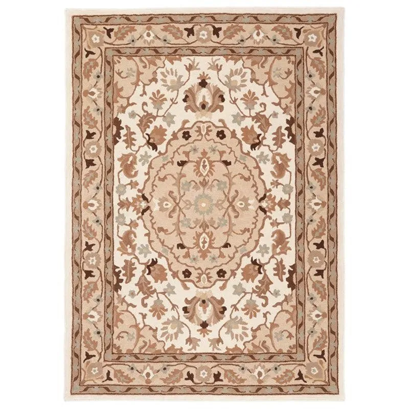 Mithras Hand Tufted Ethnic Wool & Nylon Carpet - Beige media 1