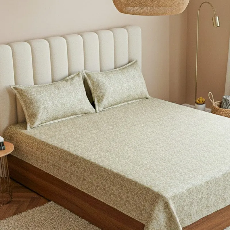 Caravel Floral Cotton Bedsheet (Green) - 200 TC media 3