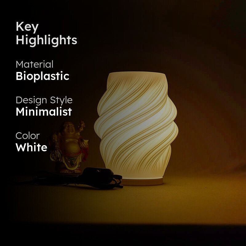 Earth Luxe 3D Printed Table Lamp - White media 2