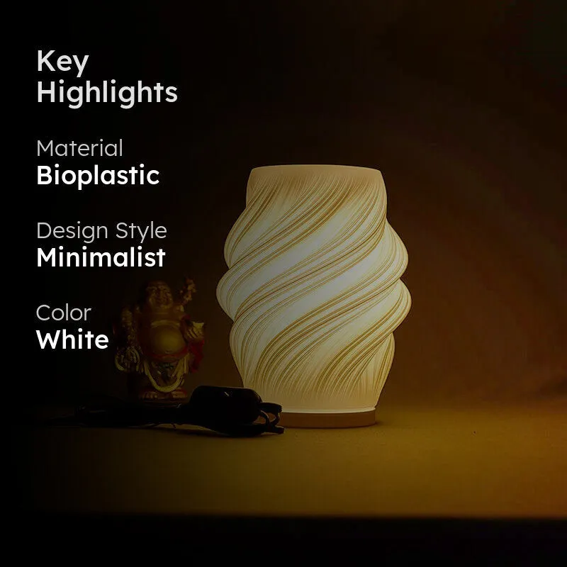 Earth Luxe 3D Printed Table Lamp - White media 2