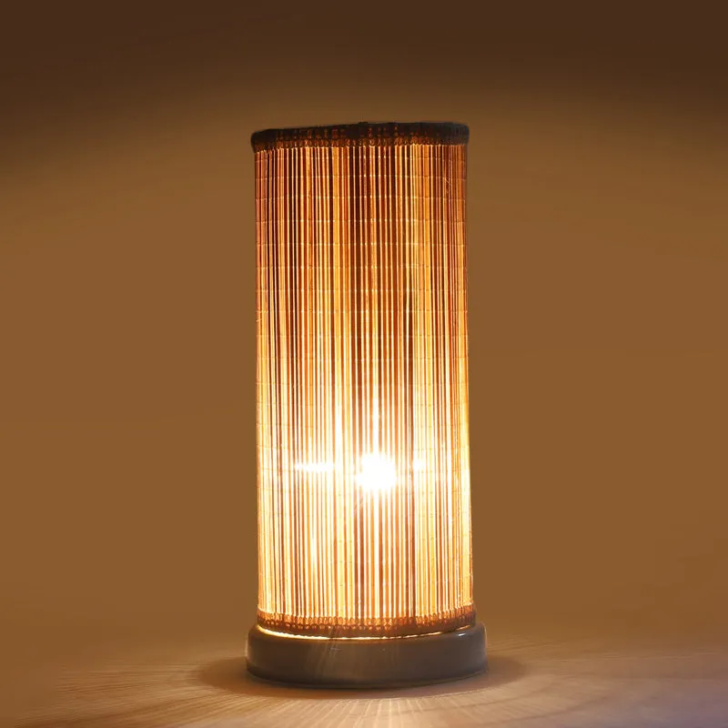 Seralya Cylindra Curve Bamboo Table Lamp - White media 5