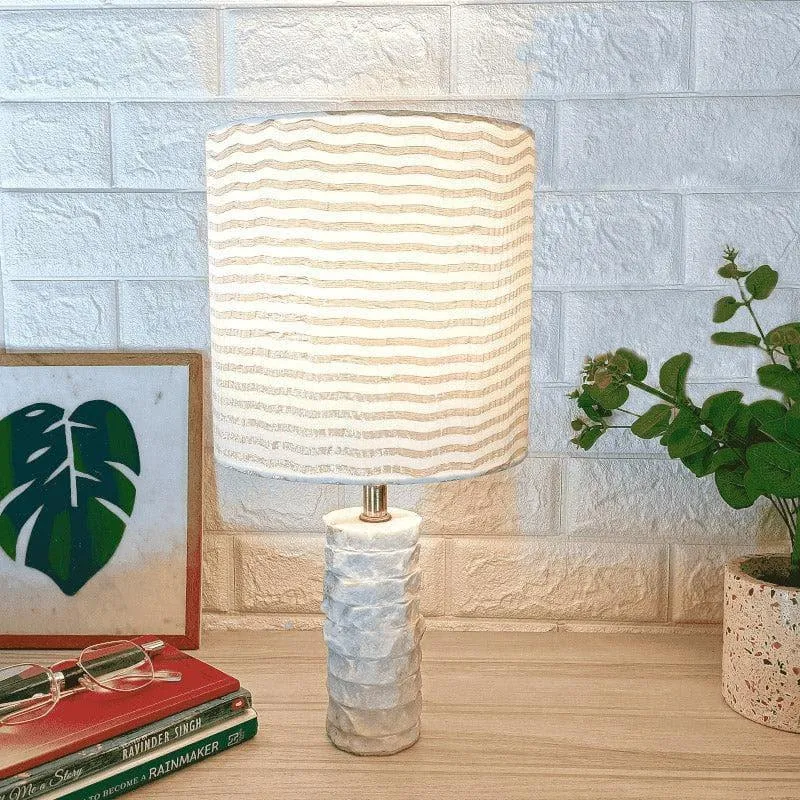 Miraao Sculpt Hand Crafted Fabric Table Lamp - White media 1
