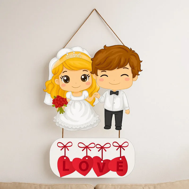 Cute Bride n' Groom Polyester & MDF Wall Hanging media 3
