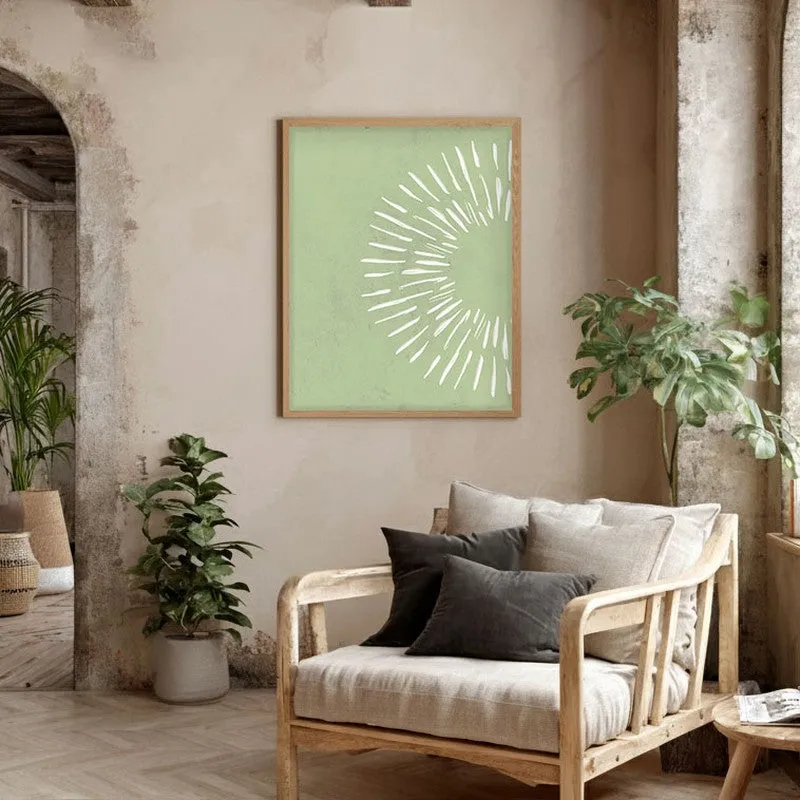 Pastel Sunray Canvas Wall Painting With Brown Frame media 5