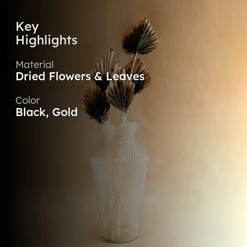 Dried Dual Tone Palm Leaf (Golden Black) - Set Of Five media 2